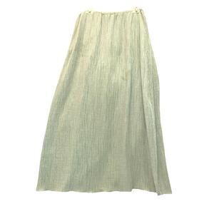 Sigrid Olsen Sport Womens Lg A-line Sage Green Maxi Skirt Crinkled Elastic Waist